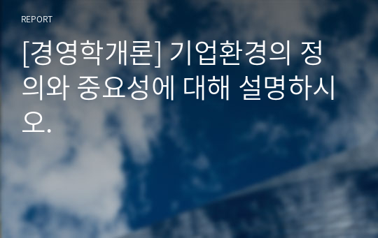 [경영학개론] 기업환경의 정의와 중요성에 대해 설명하시오.