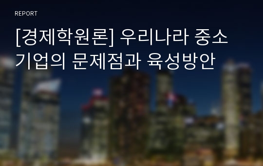 [경제학원론] 우리나라 중소기업의 문제점과 육성방안