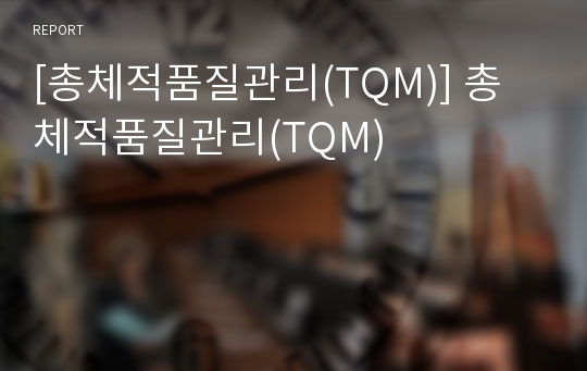 [총체적품질관리(TQM)] 총체적품질관리(TQM)