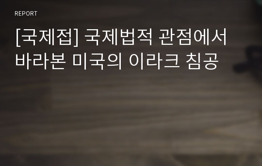 [국제접] 국제법적 관점에서 바라본 미국의 이라크 침공