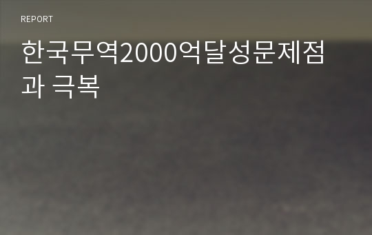 한국무역2000억달성문제점과 극복