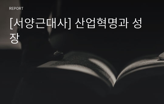 [서양근대사] 산업혁명과 성장