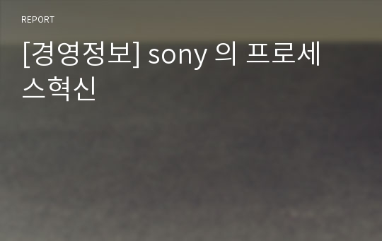 [경영정보] sony 의 프로세스혁신