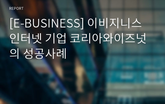 [E-BUSINESS] 이비지니스 인터넷 기업 코리아와이즈넛의 성공사례