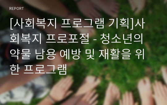 [사회복지 프로그램 기획]사회복지 프로포절 - 청소년의 약물 남용 예방 및 재활을 위한 프로그램