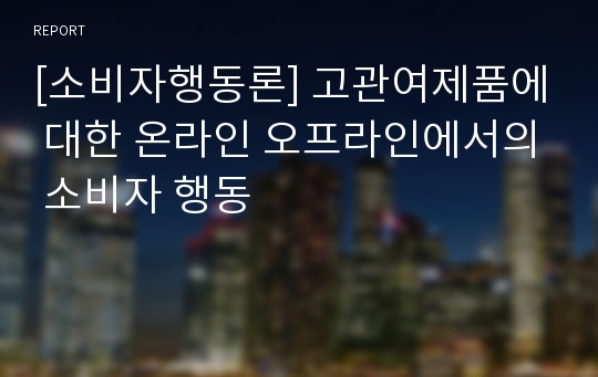 [소비자행동론] 고관여제품에 대한 온라인 오프라인에서의 소비자 행동