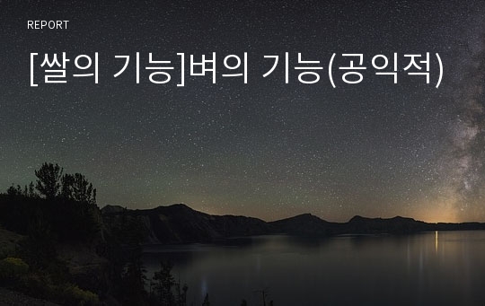 [쌀의 기능]벼의 기능(공익적)