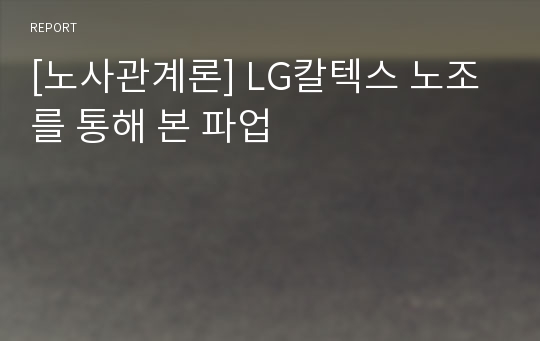 [노사관계론] LG칼텍스 노조를 통해 본 파업