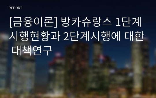 [금융이론] 방카슈랑스 1단계시행현황과 2단계시행에 대한 대책연구