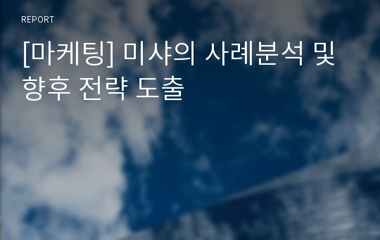 [마케팅] 미샤의 사례분석 및 향후 전략 도출