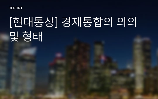 [현대통상] 경제통합의 의의 및 형태