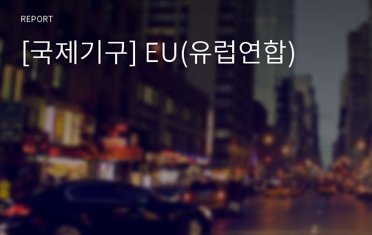 [국제기구] EU(유럽연합)