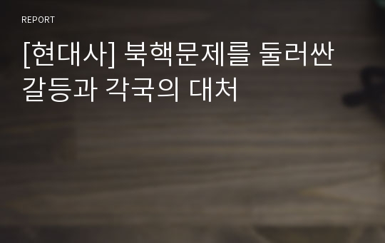 [현대사] 북핵문제를 둘러싼 갈등과 각국의 대처