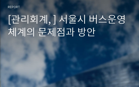 [관리회계, ] 서울시 버스운영체계의 문제점과 방안