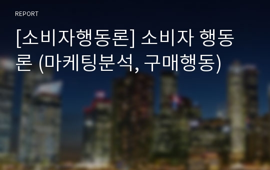 [소비자행동론] 소비자 행동론 (마케팅분석, 구매행동)