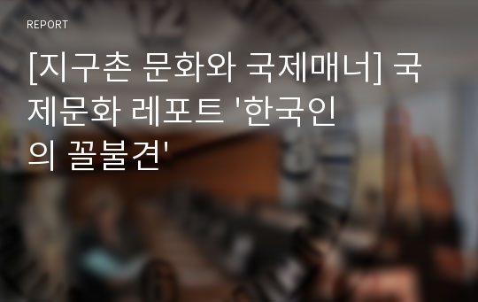 [지구촌 문화와 국제매너] 국제문화 레포트 &#039;한국인의 꼴불견&#039;