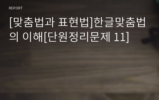 [맞춤법과 표현법]한글맞춤법의 이해[단원정리문제 11]