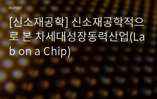 [신소재공학] 신소재공학적으로 본 차세대성장동력산업(Lab on a Chip)