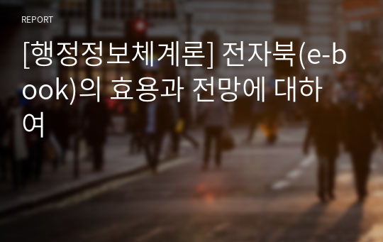 [행정정보체계론] 전자북(e-book)의 효용과 전망에 대하여