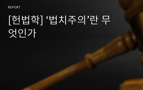 [헌법학] ‘법치주의’란 무엇인가