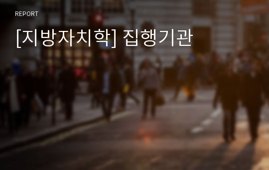 [지방자치학] 집행기관