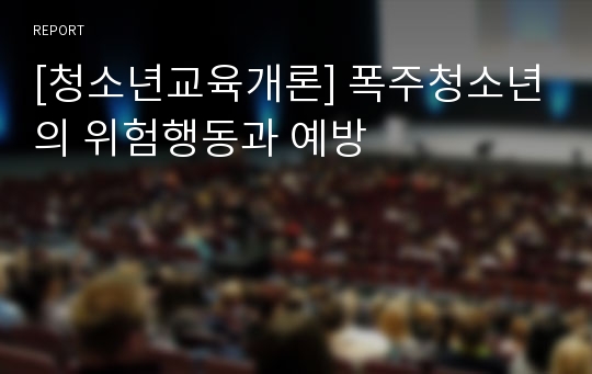 [청소년교육개론] 폭주청소년의 위험행동과 예방