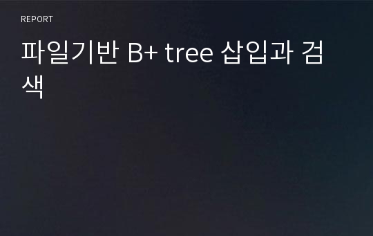 파일기반 B+ tree 삽입과 검색