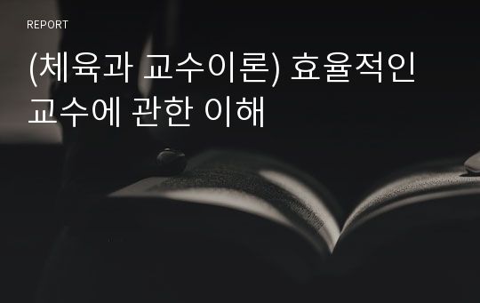 (체육과 교수이론) 효율적인 교수에 관한 이해