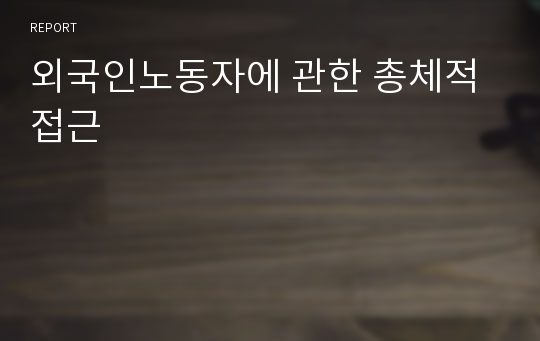 외국인노동자에 관한 총체적 접근