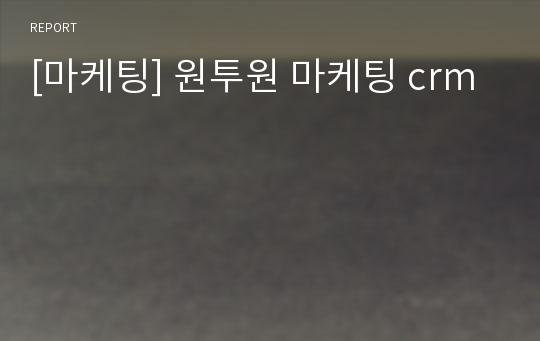 [마케팅] 원투원 마케팅 crm