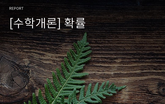 [수학개론] 확률