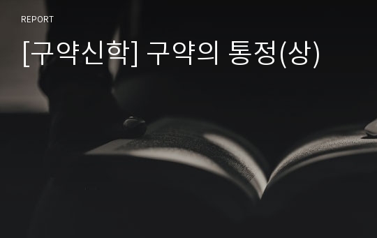 [구약신학] 구약의 통정(상)