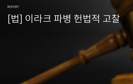 [법] 이라크 파병 헌법적 고찰