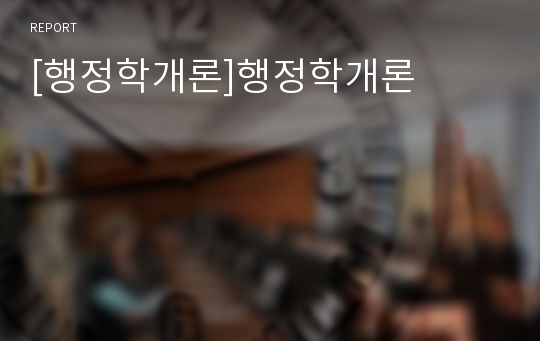 [행정학개론]행정학개론