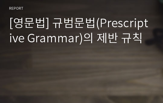 [영문법] 규범문법(Prescriptive Grammar)의 제반 규칙