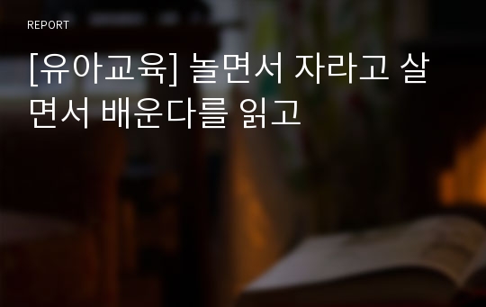 [유아교육] 놀면서 자라고 살면서 배운다를 읽고