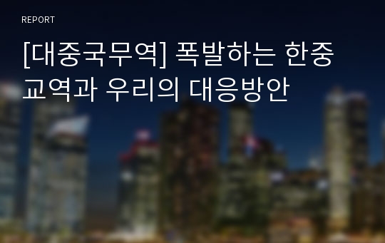 [대중국무역] 폭발하는 한중교역과 우리의 대응방안