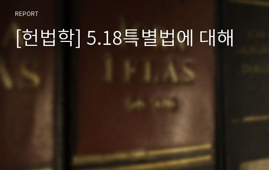 [헌법학] 5.18특별법에 대해