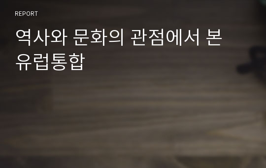 역사와 문화의 관점에서 본 유럽통합