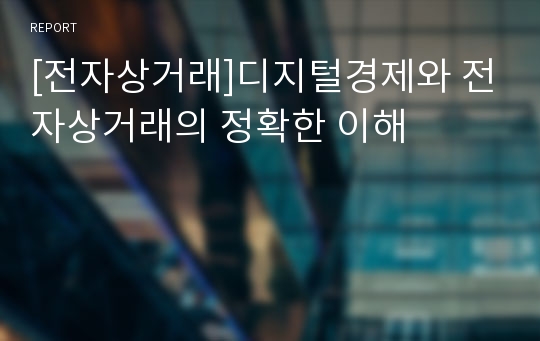 [전자상거래]디지털경제와 전자상거래의 정확한 이해