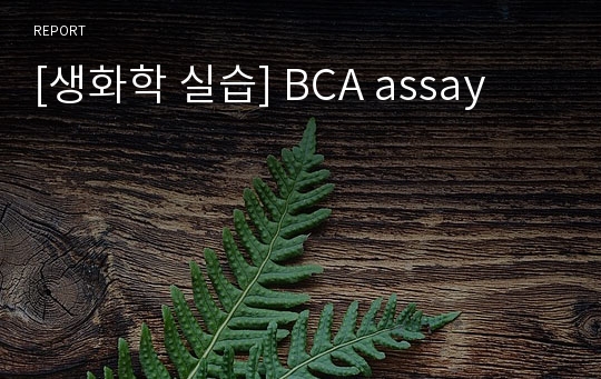 [생화학 실습] BCA assay