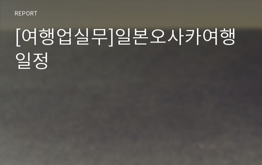 [여행업실무]일본오사카여행일정