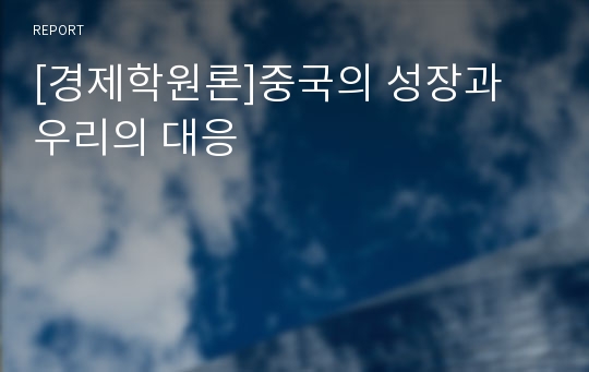 [경제학원론]중국의 성장과 우리의 대응