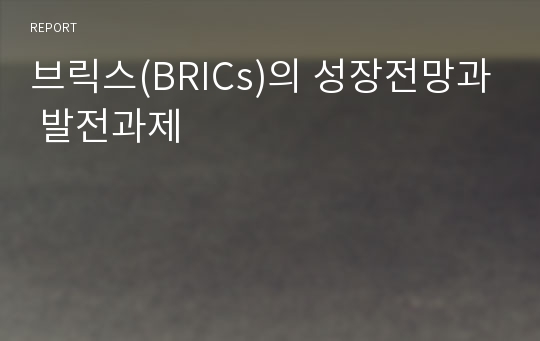 브릭스(BRICs)의 성장전망과 발전과제