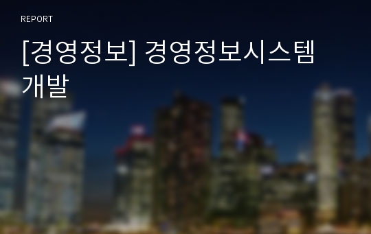 [경영정보] 경영정보시스템 개발