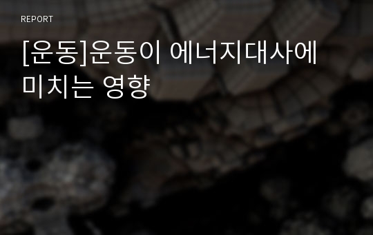 [운동]운동이 에너지대사에 미치는 영향