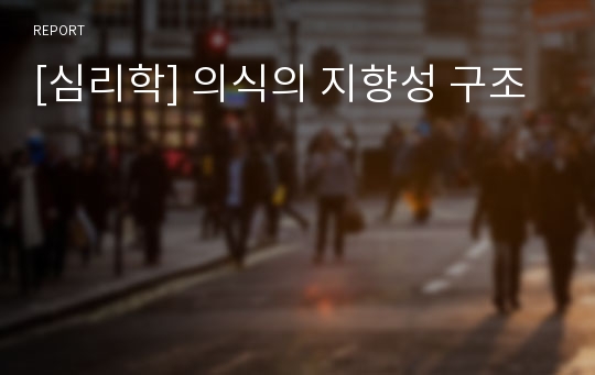 [심리학] 의식의 지향성 구조