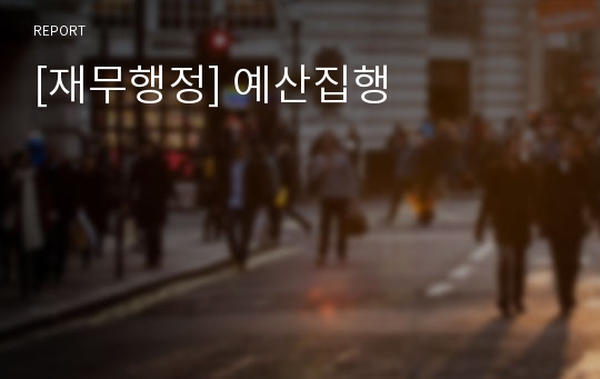 [재무행정] 예산집행