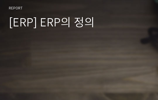 [ERP] ERP의 정의