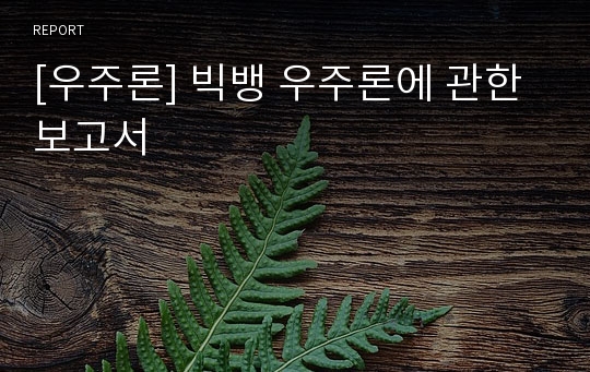 [우주론] 빅뱅 우주론에 관한 보고서